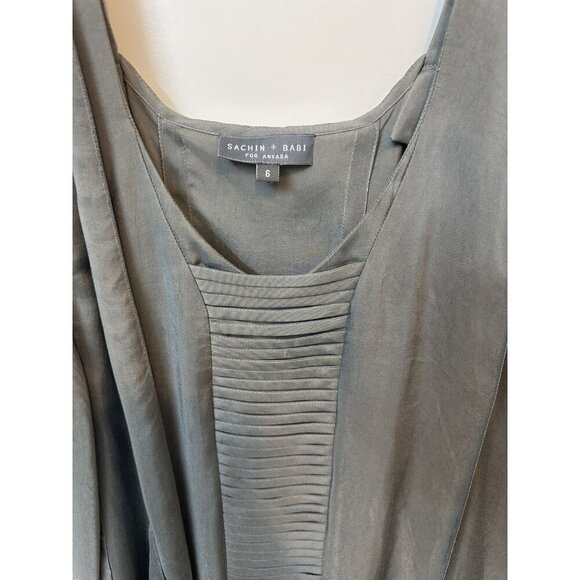 Sachin + Babi For Ankasa Grey Cocktail Dress Sz 6 Avant Garde Knee Length Midi - Picture 2 of 6